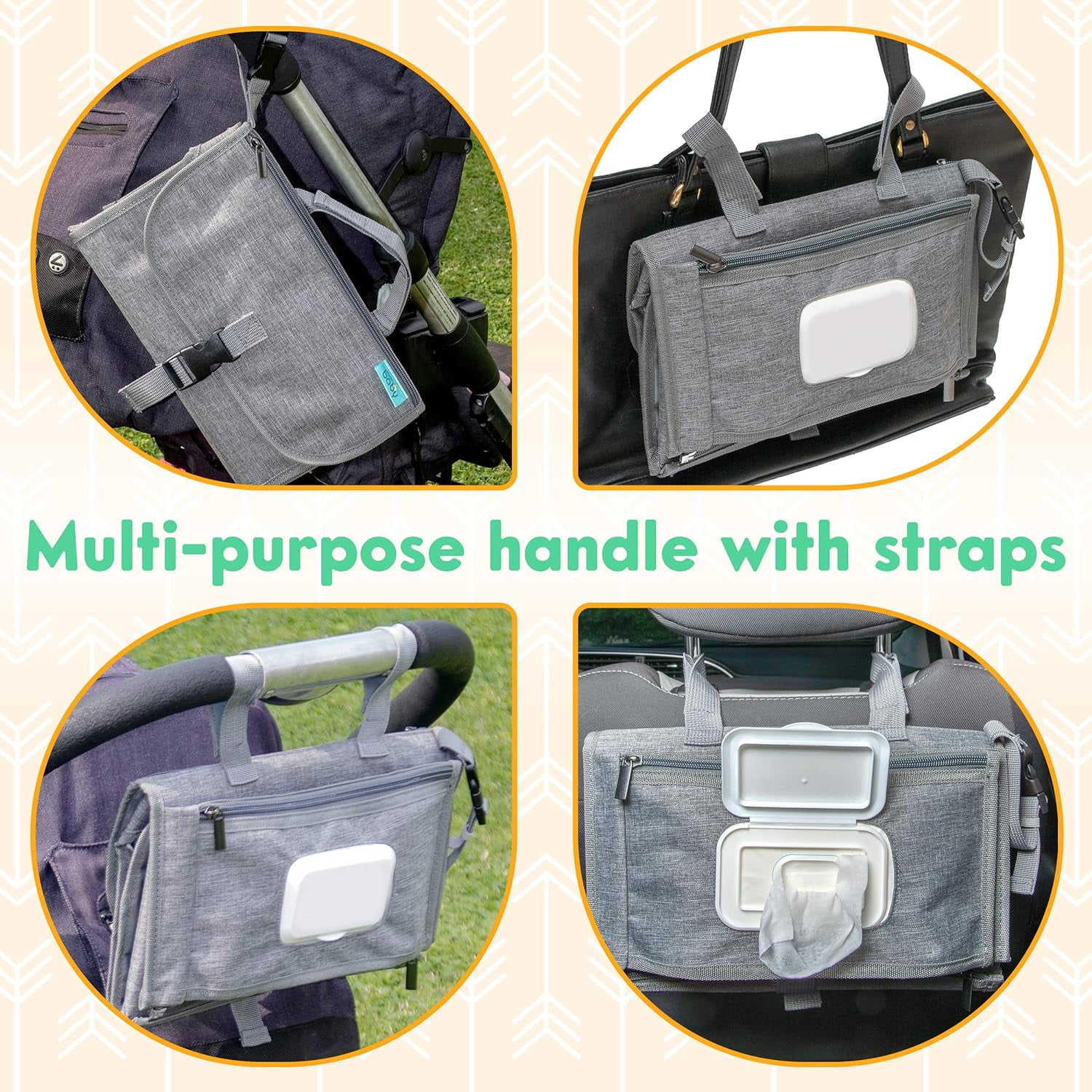 Kopi Baby Portable Diaper Changing Pad with Wipes Pocket, Travel Changing Mat for Baby, Premium Grey, 1 Piece