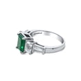 thumbnail image 3 of BERRICLE Sterling Silver 3-Stone Wedding Engagement Rings 2.1 Carat Simulated Emerald Emerald Cut Cubic Zirconia CZ Cocktail Anniversary Ring for Women, Rhodium Plated Size 8, 3 of 8