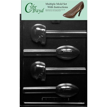 

Football & Helmet Pretzel Pops Chocolate Candy Mold with Exclusive Cybrtrayd Copyrighted Molding Instructions Pack of 3