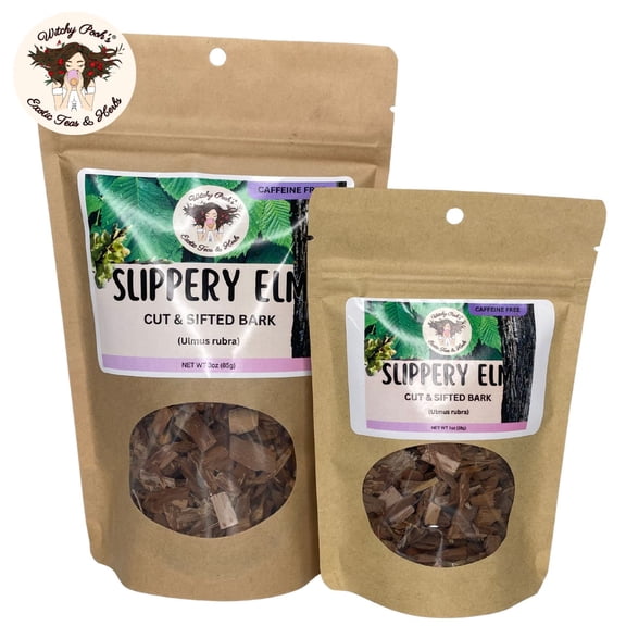 Witchy Pooh's Slippery Elm Tea - Cut & Sifted Bark, Caffeine Free, 3oz Pouch