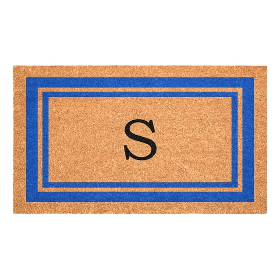 Blue Border Monogram Doormat (Letter S)
