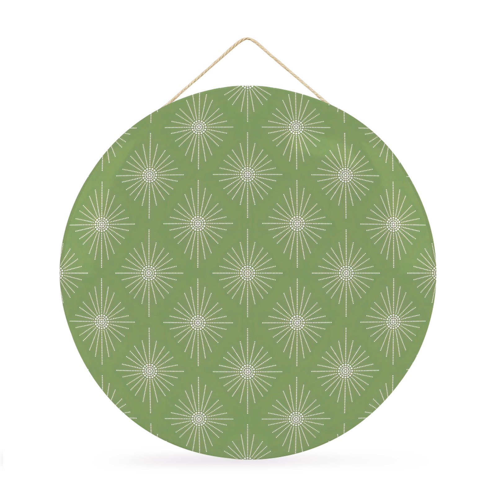 Round Welcome Sign for Front Door Sage Green Dotted Lines Hanging Metal Farmhouse Wall Decor for Porch Entryway Geometric Abstract Art Decoration for Holiday Housewarming Gift 12 in