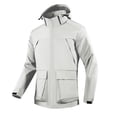 thumbnail image 2 of HOOMEUMY Men's Waterproof Windproof Jacket Lightweight Hooded Outdoor Hiking Raincoat Breathable Warm Winter Coat White M, 2 of 5
