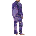 thumbnail image 4 of Xixirimido Purple Marble Pattern Mens Pajama Set Soft Button Down Pajamas Long Sleeve Pjs Sleepwear Loungear Comfy Sleep Sets with Pockets, XX-Large, 4 of 4
