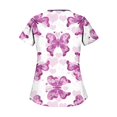 thumbnail image 3 of EHTMSAK Floral Scrubs Sets for Women Joggers Flowers V Neck Nursing Uniform with Pocket Scrub Shirt Fashion Trendy Short Sleeve Nurse Scrub Tops Casual Workwear Cute Shirt Pink 5XL, 3 of 3