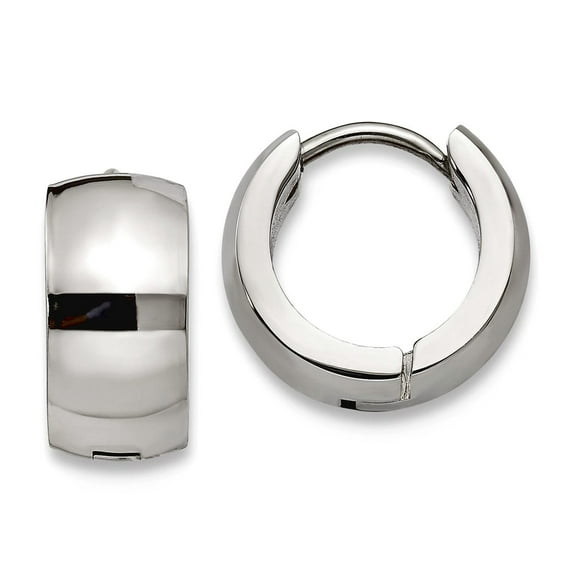 Stainless Steel Polished 6.0mm Hinged Hoop Earrings 13x13mm Wide 6mm Thick Hoop Earring for Women