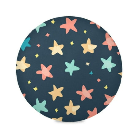

Round Plate Mat 15.4x15.4 Inchesx4 Placemat Table Mat Kitchen Mat Coffee Mat Fabric Thick Strong Wear-Resistant Heat Resistance Colorful Star Cartoon3