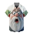 thumbnail image 1 of Blusa y camisa de manga corta con cuello vuelto para hombre, blusa informal de moda con cuello vuelto, estampado navideño, camisa de manga corta con botones, blusa de poliéster para hombre, 1 of 4