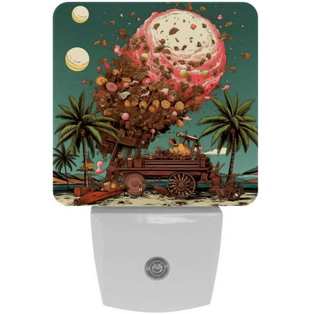 

Coconut Tree & Stupid Cannon LED Square Night Lights: Innovative Illumination for a Relaxing and Safe Atmosphere - Energy-Efficient & Stylish Bedroom Decor