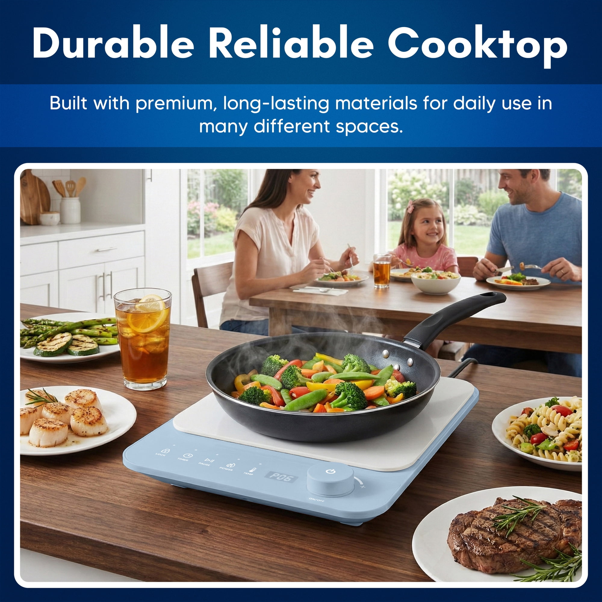 Elite Cuisine EINDL1052 Slimstore Blue Induction Cooktop