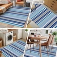 thumbnail image 5 of Area Rug for Living Room, Blue Green Striped Non-Slip Indoor Large Carpet for Bedroom/Dining Room, Colorful Abstract Vertical Lines Art Washable Low-Profile Rectangle Floor Runner Rugs - 4 x 6 Ft, 5 of 7