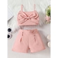 thumbnail image 2 of Toddler Girls Summer Solid Color Sleeveless Front Bow Cami Tops with Shorts Outfit, 2 of 9