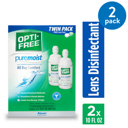 (2 Pack) Opti-Free Puremoist All Day Comfort Multi-Purpose Disinfecting Solution, 2 x 10 Fl (The Best Contact Solution)