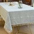thumbnail image 3 of High Quality Tablecloths for Rectangle Tables, Cotton Linen TableCloth Waterproof Tablecloth Wrinkle Free Farmhouse Dining Table Cover, Soft Fabric Table Cloths with Tassels, 3 of 8