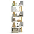thumbnail image 1 of Gymax 6-Tier Geometric Bookcase 74.5-Inch S-Shaped Bookshelf w/ Metal Frame Gold, 1 of 10