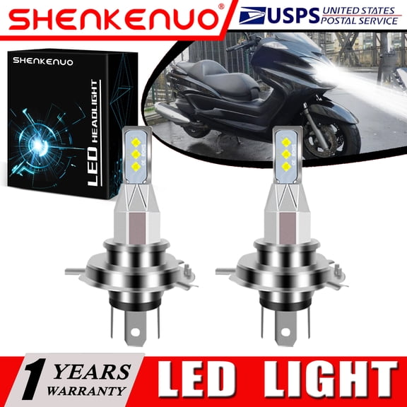 SHENKENUO For Yamaha Majesty 400 YP400 2005-2014 2X 9003 H4 LED Headlight Bulb 6000K White,Pack of 2,C100