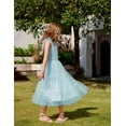 thumbnail image 5 of Arshiner Girls Summer Dress Tulle Ruffle Sleeve Smocked Cami Maxi Tiered Casual Tween Sundress, 5 of 7