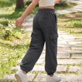 thumbnail image 3 of Lullu Girls Sweatpants Casual Athletic Joggers Cozy Cargo Pants, Grey, Sizes 5-14, 3 of 5