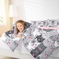 thumbnail image 5 of Manfei Funny Kitten King Bedding, Kawaii Animal Kitten King Bed in a Bag, Gray, Pink Reversible, 7 Pieces, 5 of 6
