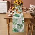 thumbnail image 2 of Green Monstera Leaves Table Runner 36 Inches, Grey Wooden Tropical Summer Botanical Bed Runner Dresser Scarves Tabletop for Indoor Outdoor Parties/Ceremony/Banquet, 13"x 36", 2 of 9