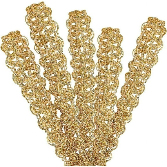 21 Yards Gimp Braid Trim for Sewing 10mm Golden Cord Polyester Lace Ribbon Woven Fabric Trim Lace Trim Upholstery Trim for Costume DIY Crafts Sewing Jewelry Making Home Decor