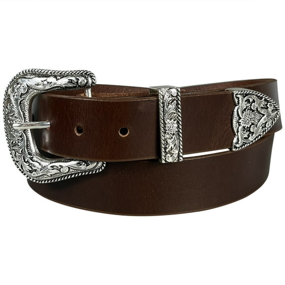 Western Style Mahogany Leather Belt 1.5" (38mm) wide (42)