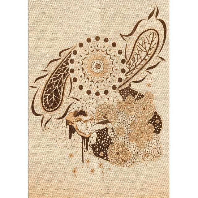 Ahgly Company Machine Washable Indoor Rectangle Transitional Golden Blonde Gold Area Rugs, 7' x 9'