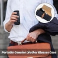 thumbnail image 4 of Portable Genuine Leather Glasses Case Retro Eyeglasses Case Lightweight Soft Sunglasses Case for Women Men, 4 of 4