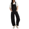 thumbnail image 1 of Womens Denim Overalls Loose Fit Leg Adjustable Strap Hip Hop Jean Jumpsuits Black S, 1 of 8