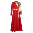 thumbnail image 5 of Hansber Kids Girls Full Length Patchwork Tights Metallic Jumpsuit Dress Praise Dance Outfit Worship Liturgical Dancewear Red 16, 5 of 7