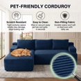 thumbnail image 6 of 96" L-Shaped Sectional Couches for Living Room, Modular Cloud Couch with Chaise, Corduroy Deep Seat Boneless Sofa, No Assembly, Blue, 6 of 7