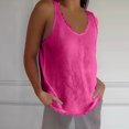 thumbnail image 4 of Fartey Women's Cotton Linen Tank Tops Fashion Raw Edge V Neck Tanks Summer Sleeveless Shirts Loose BreathableSolid Color Casual Camisoles Hot Pink XL, 4 of 7