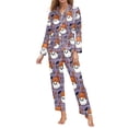 thumbnail image 4 of Puliio Halloween Pajamas Set for Women's 2 Piece Ghost Bow Print Long Sleeve Top and Pants Cozy Soft Loungewear Nightwear Pjs Sets, 4 of 4