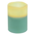 thumbnail image 4 of Northlight Flameless LED Lighted 3-Wick Flickering Wax Pillar Candle - 8" - Sage Green, 4 of 8