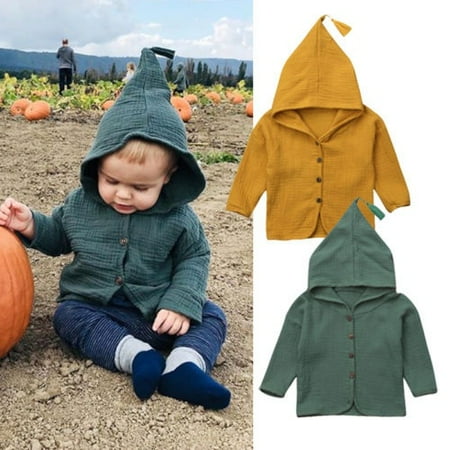 

Toddler Kids Baby Boy Girl Cotton Cardigan Hooded Tops Outerwear Coat