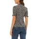 thumbnail image 3 of Blusa floral de manga abullonada con cuello de solapa y cuello en V para mujer INSPIRE CHIC, talla S, color negro, 3 of 6