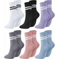 thumbnail image 2 of 6 Pairs Pilates Socks with Grips for Women Non Slip Yoga Crew Socks for Barre Ballet Dance Barefoot Workout Hospital, 2 of 7