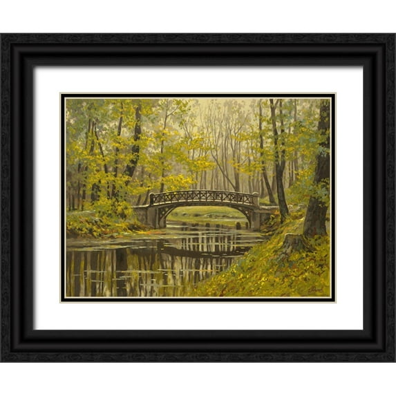 Adamov, Alexey 18x15 Black Ornate Wood Framed with Double Matting Museum Art Print Titled - Stone Bridge over the River