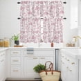 thumbnail image 3 of Pastoral Flowers Kitchen Curtains Valances and Tiers Set of 3 Pink Flower Farm Vintage Linen Texture Tier Curtains and Valance with Rod Pocket for Small Windows, 27.5"x36", 3 of 9