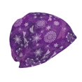 thumbnail image 3 of Gaeub Purple Snowflakes Knit Cuffed Beanie Top Level Beanie Men Women Winter Knit Caps Soft Ski Hat, 3 of 7