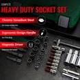 thumbnail image 3 of 32 In 1 Heavy Duty Socket Set 1-2" Chrome Vanadium Steel | Ratchet Socket Wrench Spanner 32 Pieces | Hand Tool Kit Plastic, Storage Case, For Mechanic Tool Kits - Pack Of 1 | Accessories, 3 of 5
