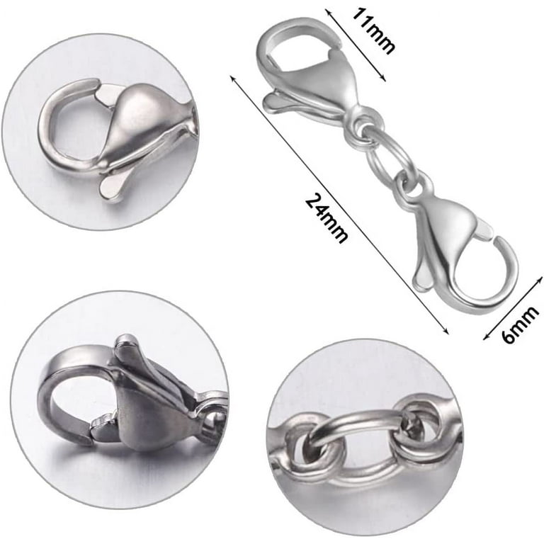20pcs 5 Styles 316 Stainless Steel Lobster Claw Clasps Heart Jewelry Clasps  Rectangle Bracelet End Clasps with 40pcs Jump Rings for Pendants Jewelry