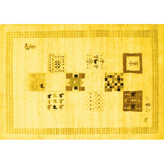 Ahgly Company Indoor Rectangle Solid Yellow Modern Area Rugs, 5' x 8'