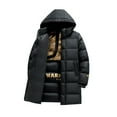 thumbnail image 5 of Skymirror Men Cotton Coat Hooded Long Sleeve Puffer Jacket with Graphene Liner Thermal Insulation Technology Black Golden Color Block Mid-length Outwear, 5 of 8