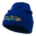 thumbnail image 2 of Seasons Greetings with Mistletoe Embroidered Long Beanie - Royal OSFM, 2 of 5