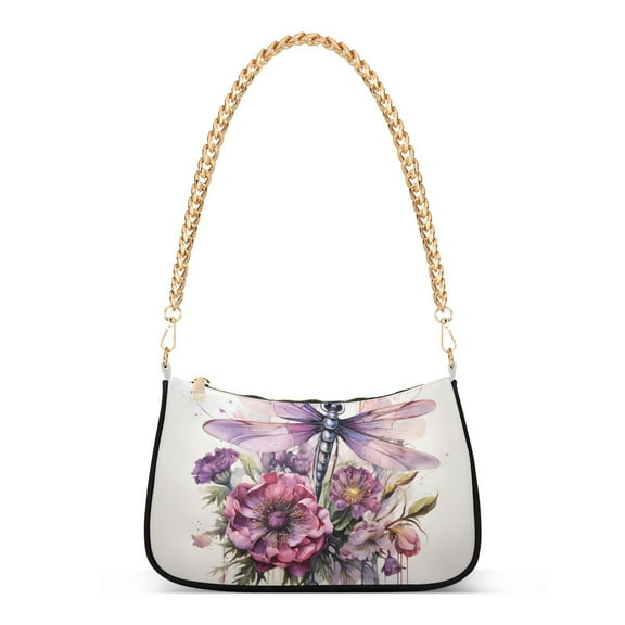 Dragonflies and FlowersWomen Small Shoulder Bag Crossbody Tote Hobo Bags Purse Clutch Handbags with Chain Strap for Women
