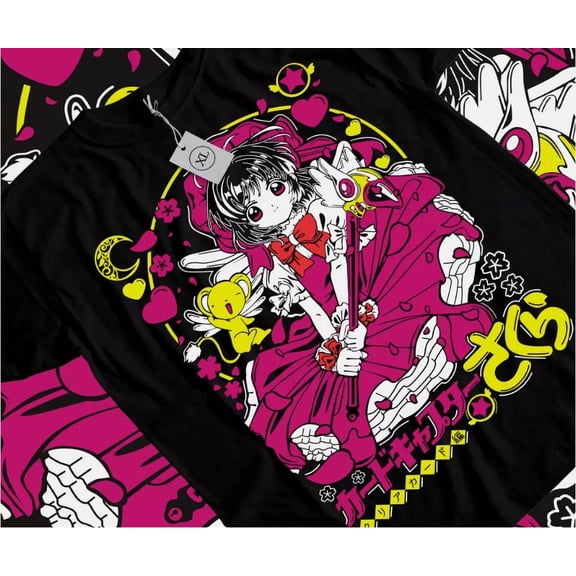 Sakura Card Captors T-Shirt Girl Kawaii Funny Cute Kero 90s Anime Shirt All Size