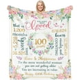 thumbnail image 1 of LHSHID 100th Birthday Gifts for Women 100th Birthday Decorations Gifts for 100th Birthday Happy 100th Birthday Gifts Best 100th Birthday Gift Ideas 100 Year Old Gifts for Mom Grandma Blanket 50x60in, 1 of 6