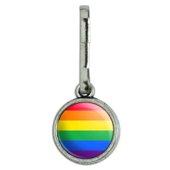 Rainbow Pride Gay Lesbian Contemporary Antiqued Charm Clothes Purse Suitcase Backpack Zipper Pull Aid