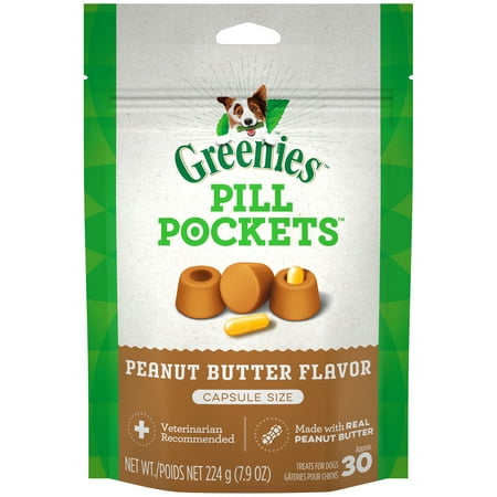Greenies Pill Pockets Capsule Size Natural Dog Treats with Real Peanut Butter, 7.9 oz. (Best Dog Treat Brands)